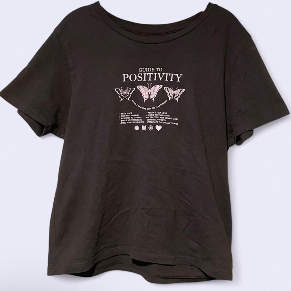 Black Graphic T-Shirt with Positivity Print